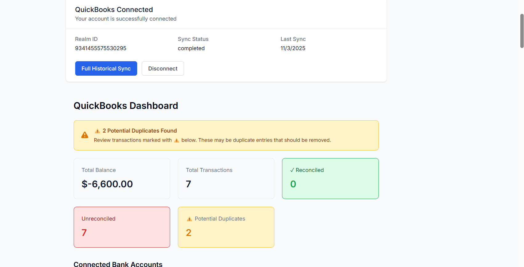 Connect QuickBooks in one click